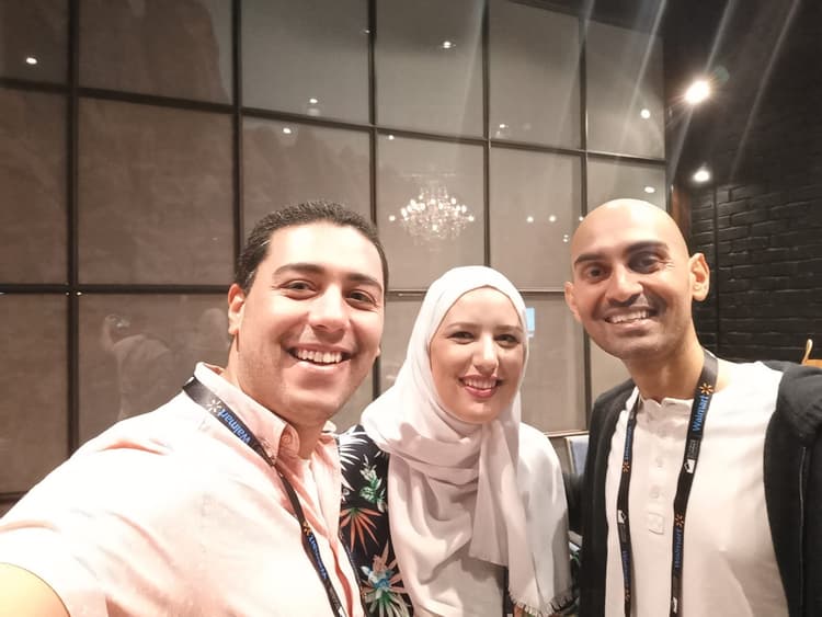 Mohamed Amer and Helaine Mello with Neil Patel